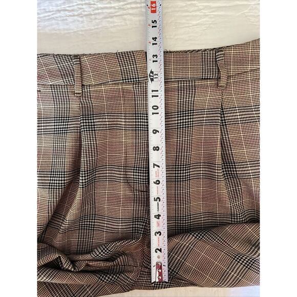 OLD NAVY Trouser Large High Waisted Taylor Wide Leg Brown Plaid Full Length Pant - Picture 5 of 15